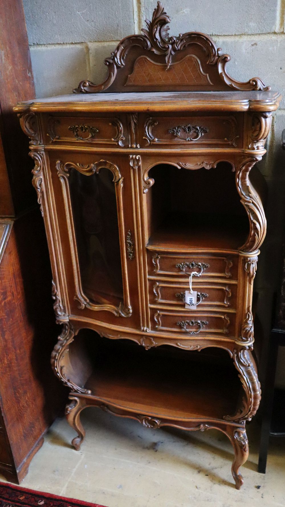 A 19th century French walnut side cabinet, width 80cm, depth 40cm, height 160cm